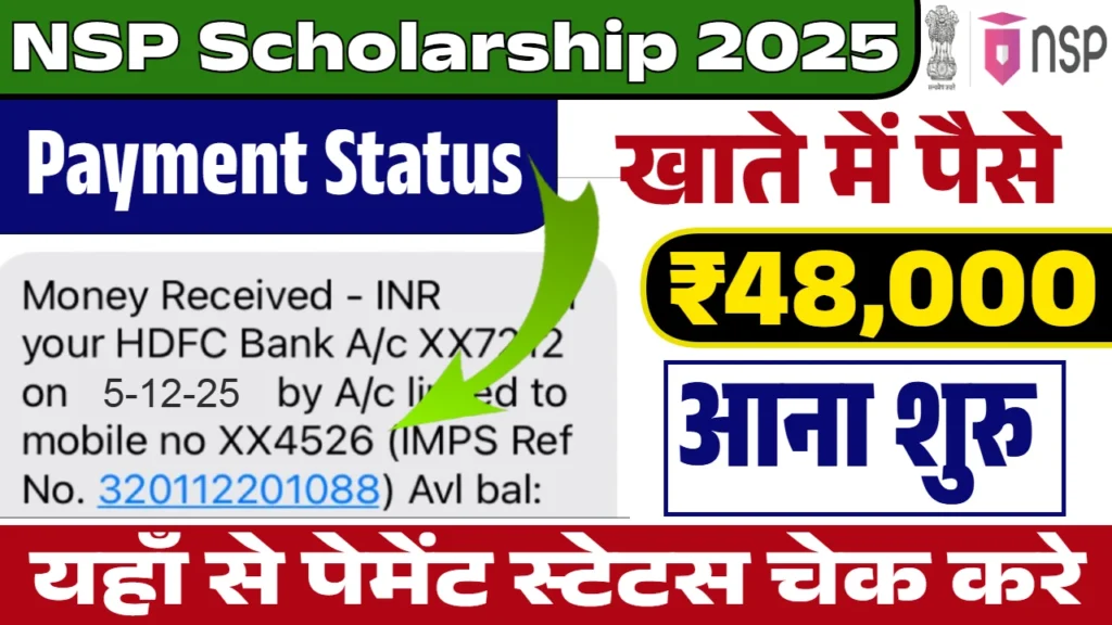 NSP Scholarship Status Check: नेशनल स्कॉलरशिप 48000 रुपए की क़िस्त जारी